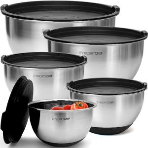 5-Piece Stainless Steel Mixing Bowls with Lids
