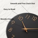 14-Inch Black Silent Wall Clock with Rose Gold Numbers