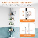 4-Tier Corner Shower Caddy with Stainless Steel Pole