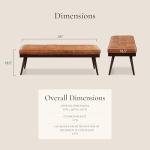 Tufted Leather Bed Bench in Cognac Tan