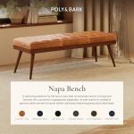 Tufted Leather Bed Bench in Cognac Tan