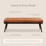 Tufted Leather Bed Bench in Cognac Tan