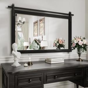 Large Black Farmhouse Wall Mirror, 40x26 Inch
