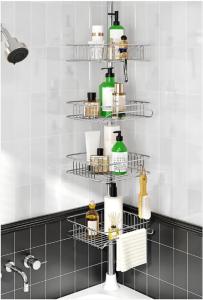 Rustproof Shower Corner Caddy with Tension Pole