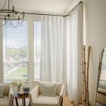 Beige and White Textured Linen Pinch Pleat Curtains