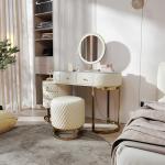 White Vanity Makeup Table Set with Lighted Mirror