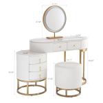 White Vanity Makeup Table Set with Lighted Mirror