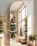Arched Gold Full-Length Standing Floor Mirror