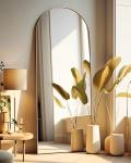 Arched Gold Full-Length Standing Floor Mirror