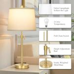 Adjustable Gold Table Lamps Set with White Shade