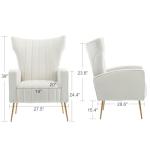 Beige Velvet Wingback Accent Chair Set of 2