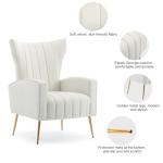 Beige Velvet Wingback Accent Chair Set of 2
