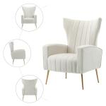 Beige Velvet Wingback Accent Chair Set of 2