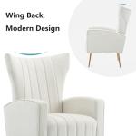 Beige Velvet Wingback Accent Chair Set of 2