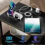 Set of 2 Black Nightstands with Charging Station