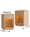 Set of 2 Modern Fluted Nightstands with Charging Station