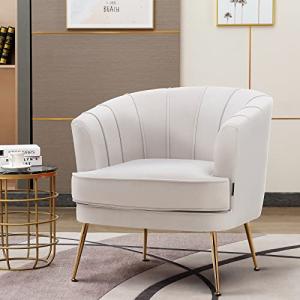 Modern Velvet Barrel Chair with Gold Legs