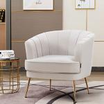 Modern Velvet Barrel Chair with Gold Legs