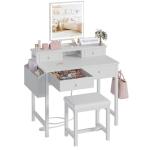 White Makeup Vanity Set with Mirror and Lights