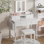 White Makeup Vanity Set with Mirror and Lights