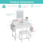 White Makeup Vanity Set with Mirror and Lights