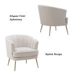 Modern Velvet Barrel Chair with Gold Legs