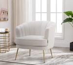 Modern Velvet Barrel Chair with Gold Legs