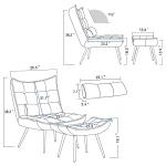 Blue Velvet Accent Chair with Ottoman