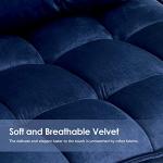 Blue Velvet Accent Chair with Ottoman