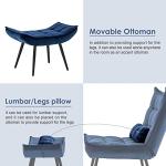 Blue Velvet Accent Chair with Ottoman