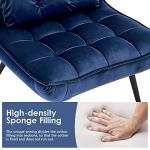 Blue Velvet Accent Chair with Ottoman