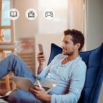 Blue Velvet Accent Chair with Ottoman