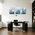 Blue Gold Abstract Canvas Wall Art Set
