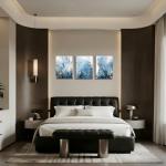 Blue Gold Abstract Canvas Wall Art Set