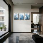 Blue Gold Abstract Canvas Wall Art Set