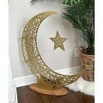 Metal Crescent Moon and Star Islamic Wall Art