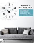 Large 3D Frameless DIY Wall Clock - Black & Silver
