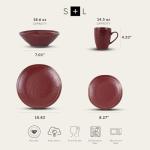 Clara 32-Piece Burgundy Porcelain Dinnerware Set