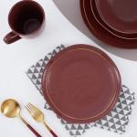 Clara 32-Piece Burgundy Porcelain Dinnerware Set