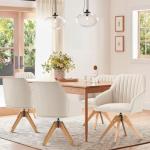 Mid Century Modern Swivel Accent Chair in Beige