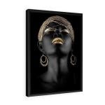 Black and Gold Modern African Woman Canvas Art