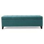 Dark Teal Fabric Storage Ottoman by Christopher Knight