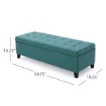 Dark Teal Fabric Storage Ottoman by Christopher Knight