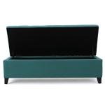 Dark Teal Fabric Storage Ottoman by Christopher Knight