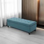 Dark Teal Fabric Storage Ottoman by Christopher Knight