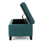 Dark Teal Fabric Storage Ottoman by Christopher Knight