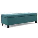Dark Teal Fabric Storage Ottoman by Christopher Knight