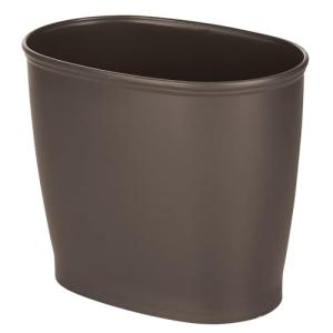 mDesign Oval Plastic Trash Can - Espresso Brown