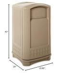 Beige 50-Gallon Plaza Trash Can with Swing Doors