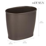 mDesign Oval Plastic Trash Can - Espresso Brown